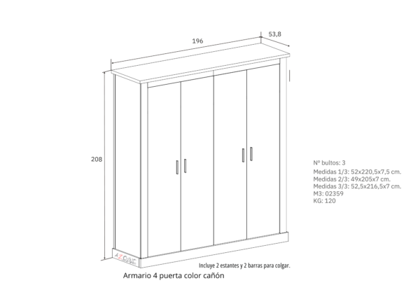 Armario 4 puertas Ronda - Imagen 4