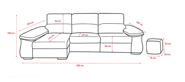 Sofá chaise longue Milán - Imagen 7