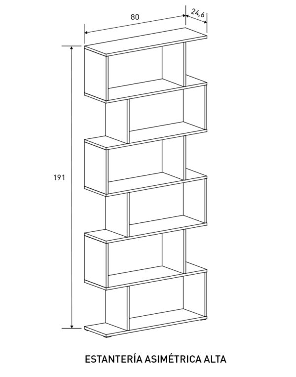 estanteria asimétrica alta barata, online y en murcia, fácil motaje, montaje en kit