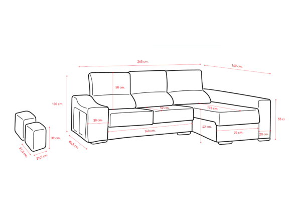 Sofa chaiselongue barato, chaise longue en murcia, chaiselongue con arcón