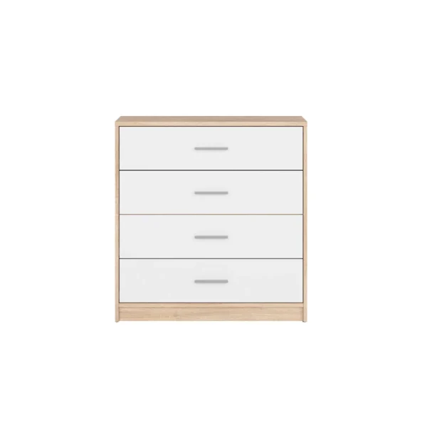 Cómoda de 4 cajones, cómoda moderna para dormitorio, cómoda barata en Murcia, mueble organizador de ropa, cómoda de madera con cajones grandes, cómoda cambrian blanca, cómoda con almacenaje amplio, muebles en kit para dormitorio.