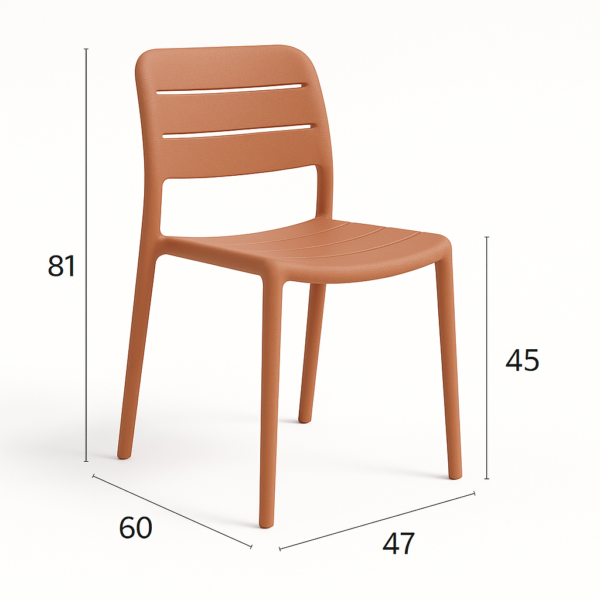Silla de exterior apilable modelo Tollo en polipropileno – diseño moderno disponible en 5 colores
