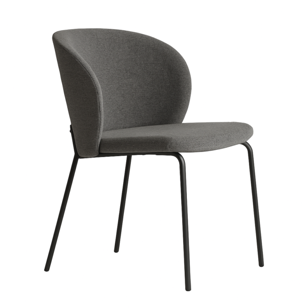 Silla de comedor tapizada CG1574 con patas metálicas negras y tejido Brego varios colores