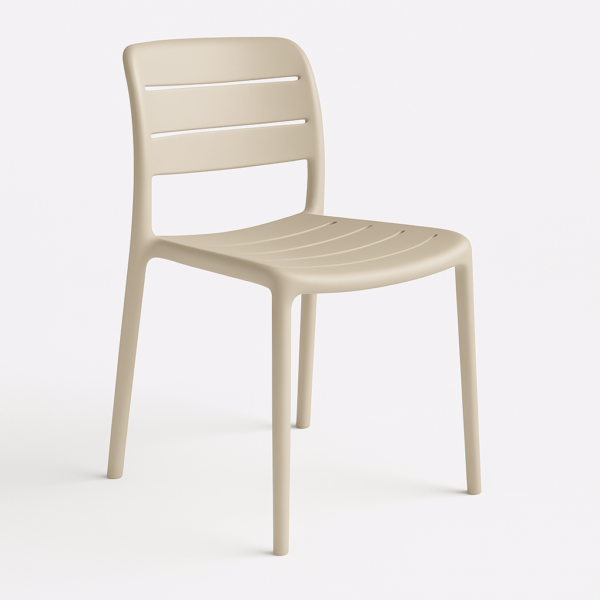 Silla de exterior apilable modelo Tollo en polipropileno – diseño moderno disponible en 5 colores