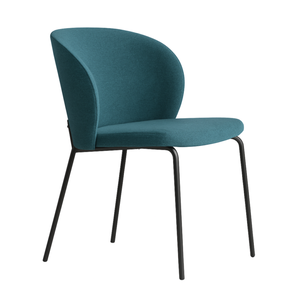 Silla de comedor tapizada CG1574 con patas metálicas negras y tejido Brego varios colores