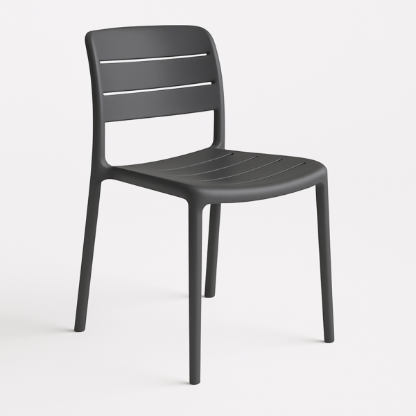 Silla de exterior apilable modelo Tollo en polipropileno – diseño moderno disponible en 5 colores