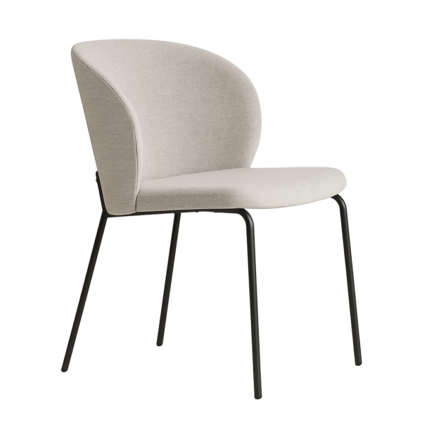 Silla de comedor tapizada CG1574 con patas metálicas negras y tejido Brego varios colores