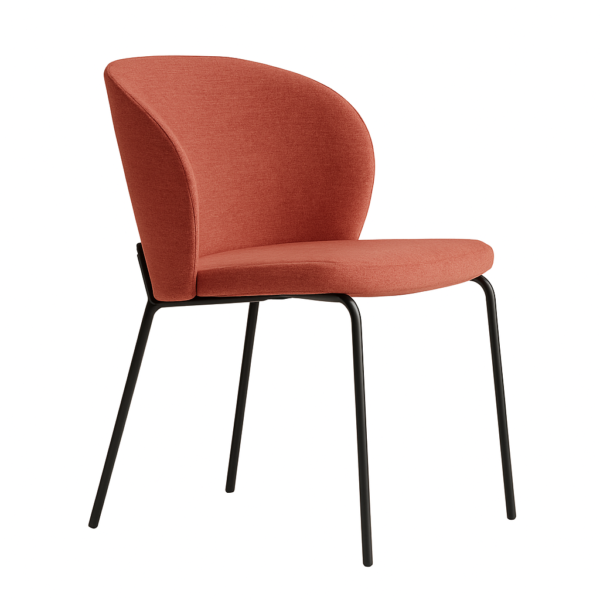 Silla de comedor tapizada CG1574 con patas metálicas negras y tejido Brego varios colores