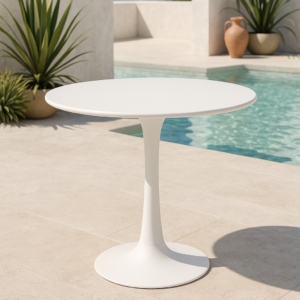 Mesa de exterior redonda Brisa de metal, disponible en 80 y 100 cm, varios colores