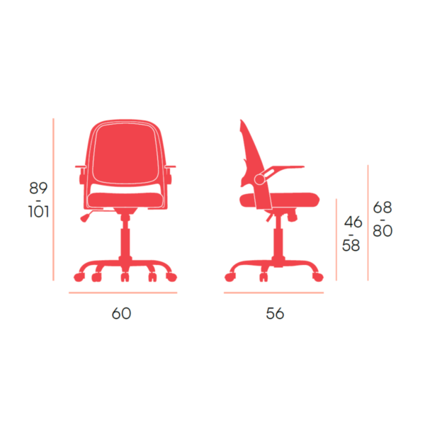 Silla de oficina Ergoflex con respaldo en tela, base cromada y brazos abatibles, ideal para teletrabajo. Envío en Murcia.