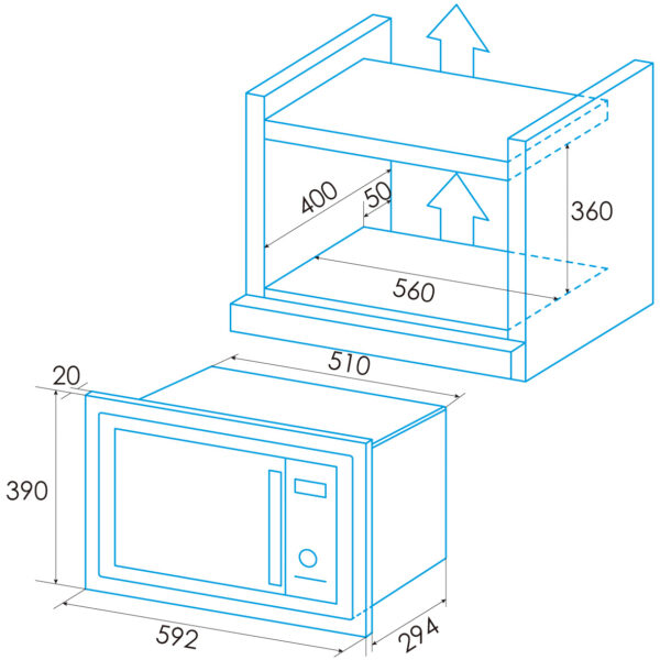 Microondas integrable Edesa EMW‑2020‑IG X 20 L con grill – Azogue Home
