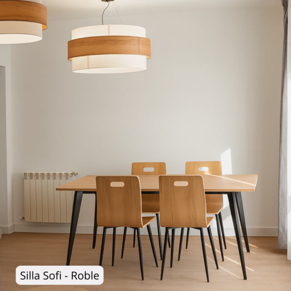 roble Silla Sofí moderna en madera curvada y patas negras – Azogue Home Murcia