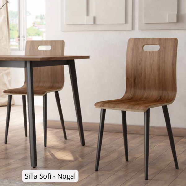 roble Silla Sofí moderna en madera curvada y patas negras – Azogue Home Murcia