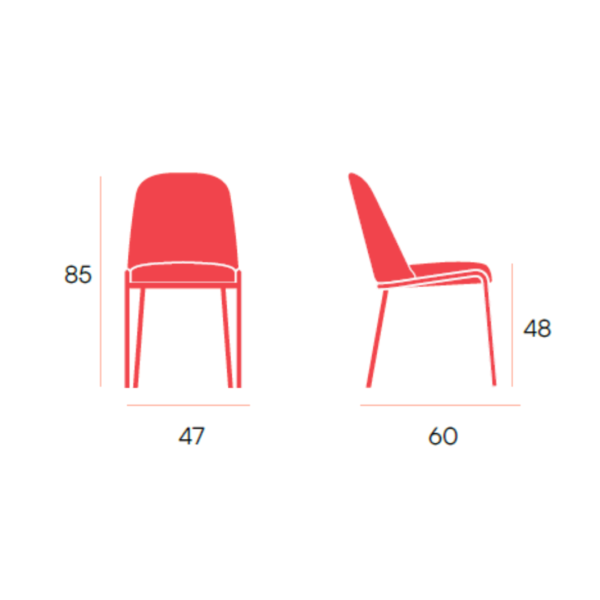 Silla Albudeite tapizada con patas metálicas negras, diseño moderno y cómodo para comedor.