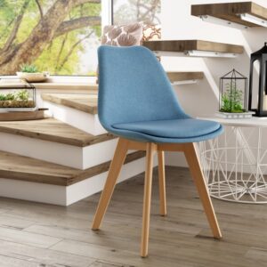 Silla Scandi azul estilo nórdico con patas de madera – Azogue Home Murcia”