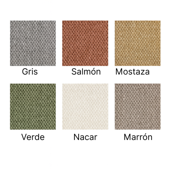 Silla Yechar tapizada con estructura metálica blanca, disponible en varios colores. Diseño moderno y ergonómico para comedores.