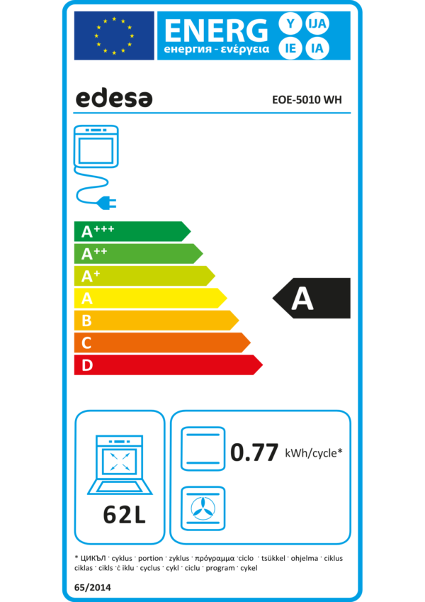 Horno estático Edesa EOE‑5010 WH 62 L Aquasmart – Azogue Home
