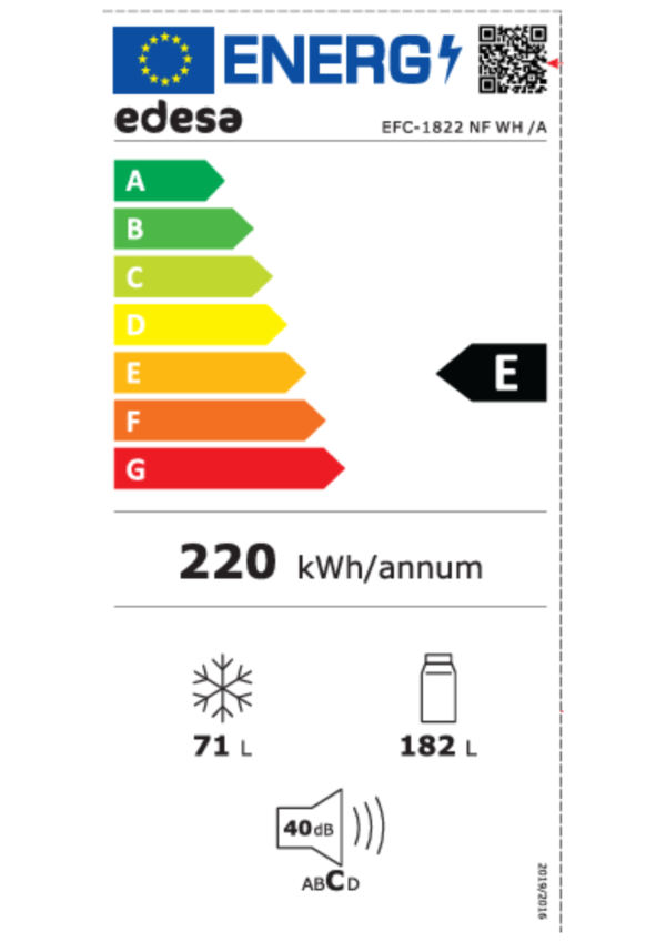 Frigorífico combi Edesa EFC-1821 ST WH 253 L Total Combi – Azogue Home