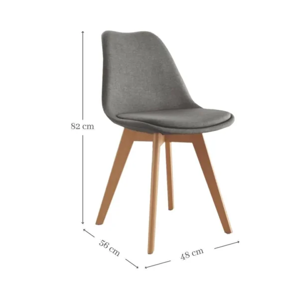 Silla Scandi gris estilo nórdico con patas de madera – Azogue Home Murci