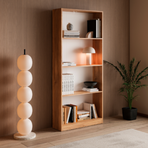 Estantería de 4 baldas ELBA en color Mauvella-beig para salón o dormitorio